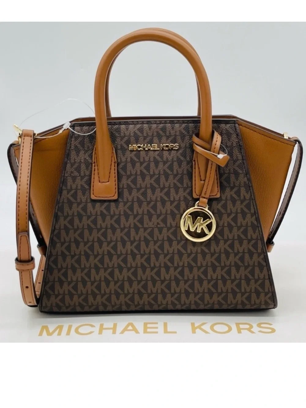 Michael Kors Avril Small Satchel Crossbody Brown NWT